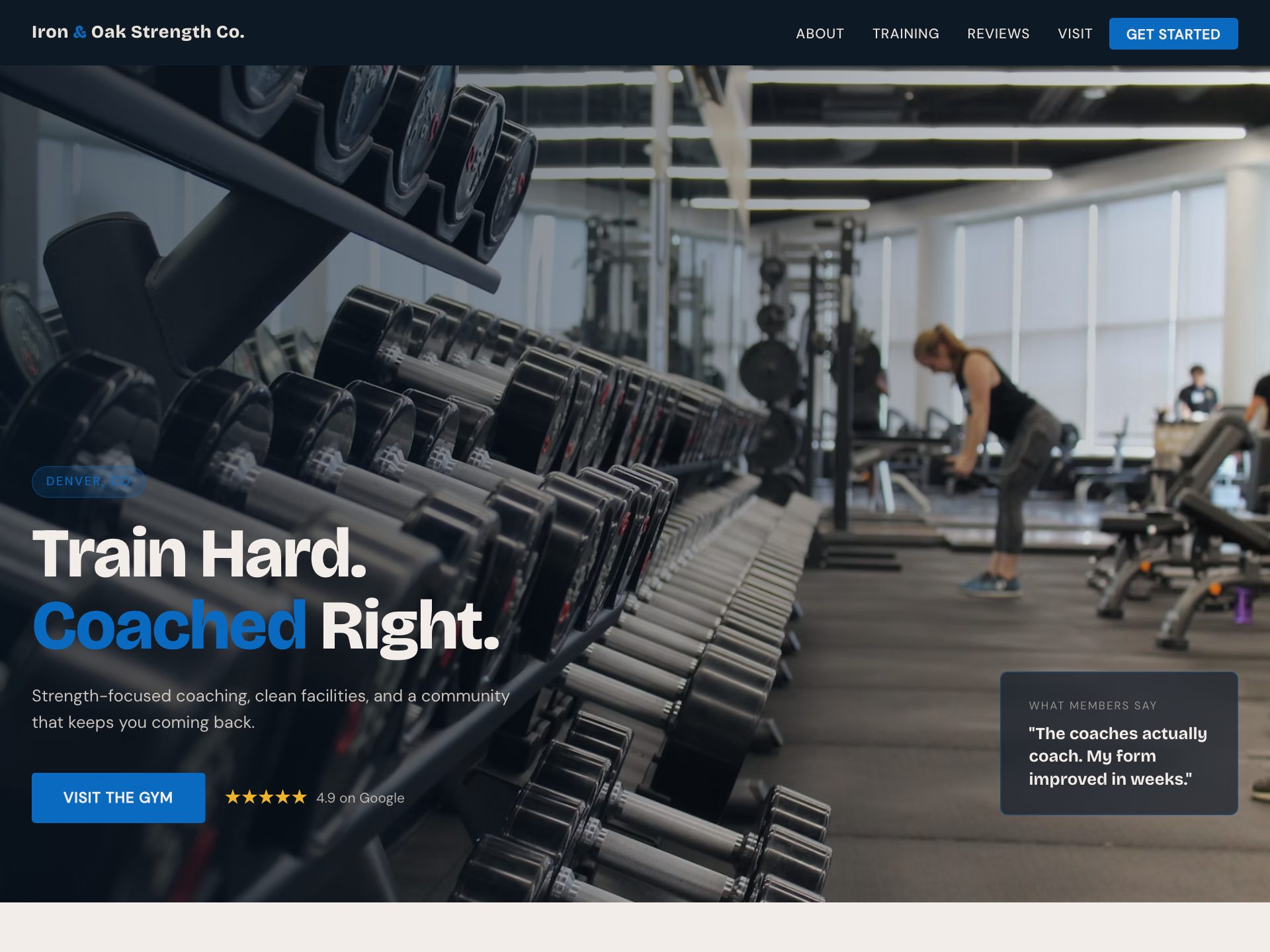 Iron & Oak Strength Co. — a website Styka generated for a gym business