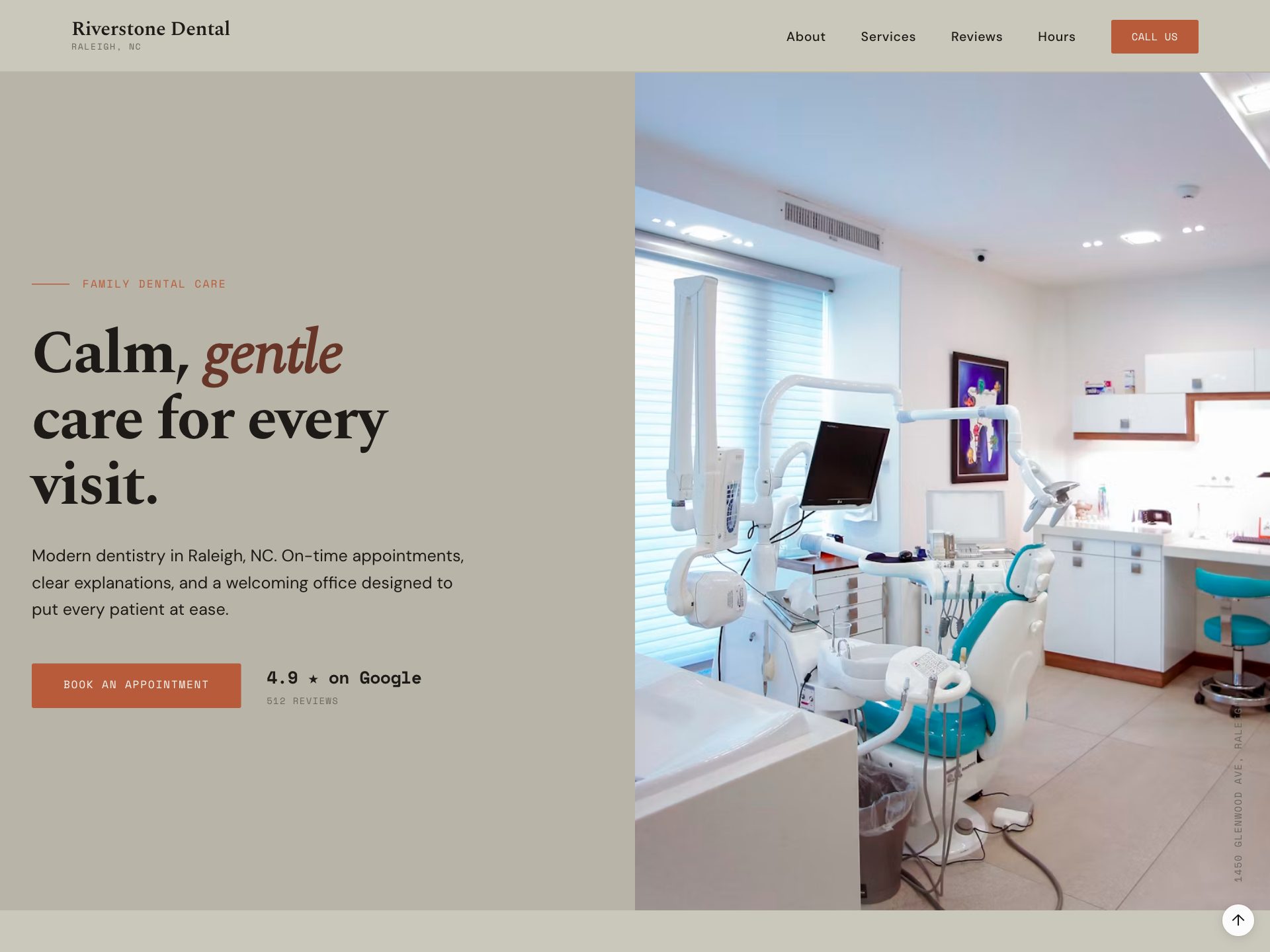 Riverstone Dental — a website Styka generated for a dental business